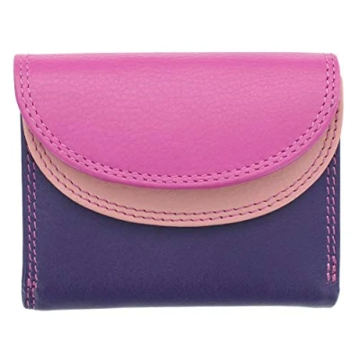 Image of VISCONTI Rainbow Collection Small Leather Purse RFID and Tap Go RB126 Berry Multi