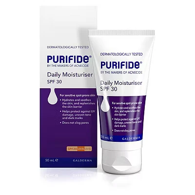 Image of Purifide by Acnecide SPF 30 Daily Face Moisturiser for Acne Prone Skin &amp; Blemish Control 50ml