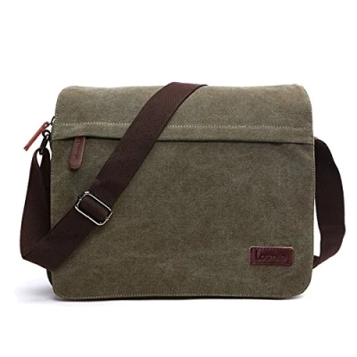 Image of LOSMILE Men&#039;s Messenger Bag, Canvas Shoulder Bags, 13.3&quot; Laptop Bags for Work and School,Cross Body Bags.(GREEN)