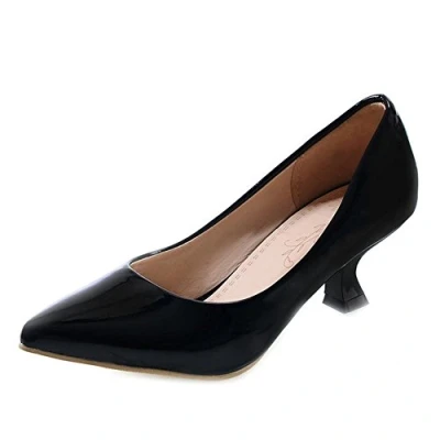 Image of Cocey Women Fashion Kitten Heel Court Shoes Black
