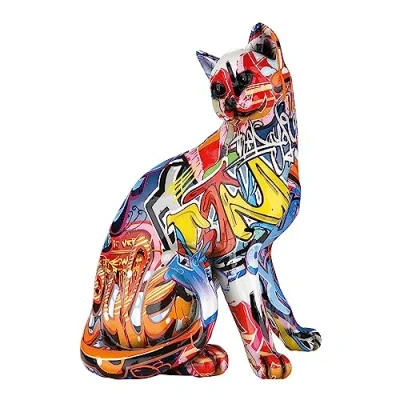 Image of GILDE cat Figurine, Resin, 2_Multicoloured_h 29 cm, Höhe cm