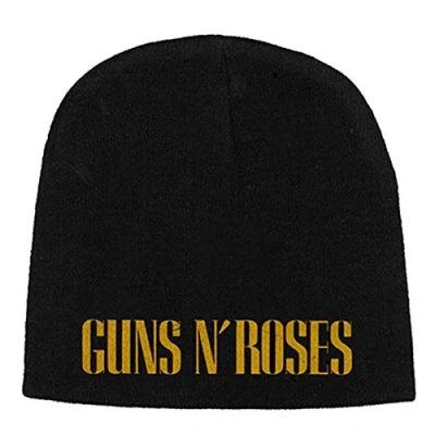 Image of Guns N Roses Classic Band Logo Official New Black Jersey Beanie Hat