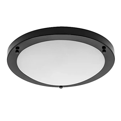 Image of LITECRAFT Mari LED IP44 Rated Flush Bathroom Ceiling Light Modern Style Home Lighting (Satin Black, Large, 28 Watt)