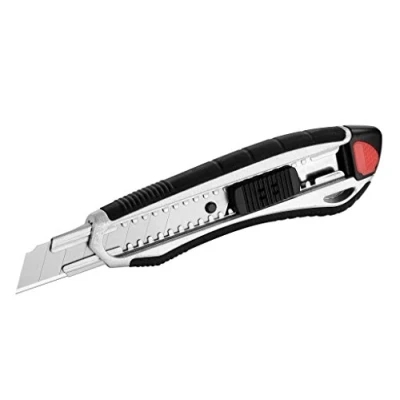 Image of Westcott E 84025 00 18 mm Aluminium Alloy Snap Off Blade Knife with Ergonomic Soft Grip Handle Black