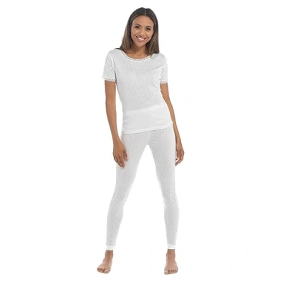 Image of Ladies Pointelle Thermal Short Sleeve Vest (UK, Numeric, 18, 20, Regular, White)