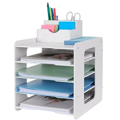 Image of Letter Tray Paper Organizer, Desk Tidy Organizer File Document Holder A4 Filing Trays for Home Office School (5 Tier)