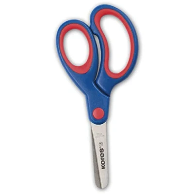Image of Kores Safety Scissors for Kids with Blunt Tip, Soft Grip and Wear Resistant Stainless Steel School Supplies Pack of 1 in Assorted Colours