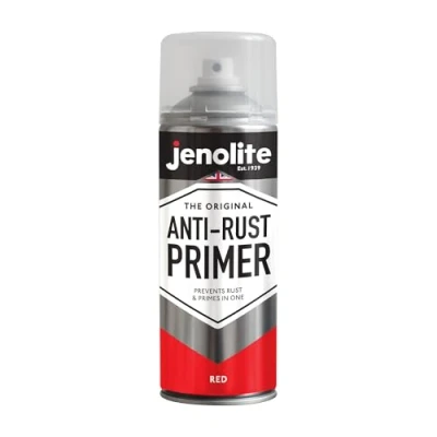 Image of JENOLITE Anti Rust Primer Spray Paint RED 400ml High Performance Metal &amp; Corrosion Protection For Cars, Radiators, Garden Furniture More
