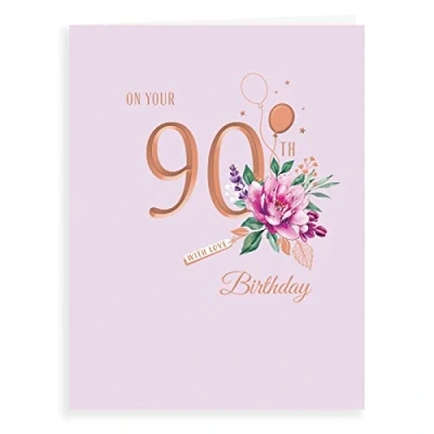 Image of Avant Garde Studios Classic Milestone Age Birthday Card ,White,Age 90 F 8 x 6 inches