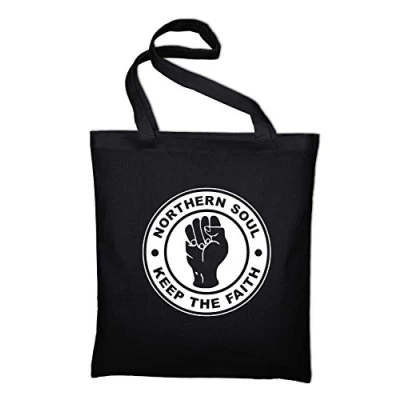 Image of Styletex23 Northern Soul Music Canvas Tote Shopper Bag Unisex, Black