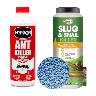 Image of Karrma Ltd. Premium Slug &amp; Snail Killer Pellets Organic 400g (1) Ant Powder 400gm and Nest Insect Control Pack of 2