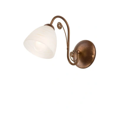 Image of Emilio Wall Light With Glass Shade Brown, 1x E27