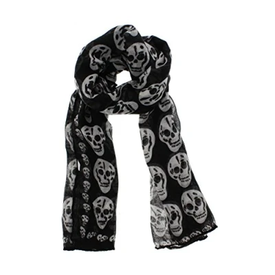 Image of Zac&#039;s Alter Ego Long Lightweight Fashionable Unisex Skull Print Scarf