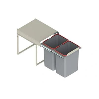 Image of REJS RECYCLE BIN PULL OUT KITCHEN WASTE W:400mm 2x20L(JC602)