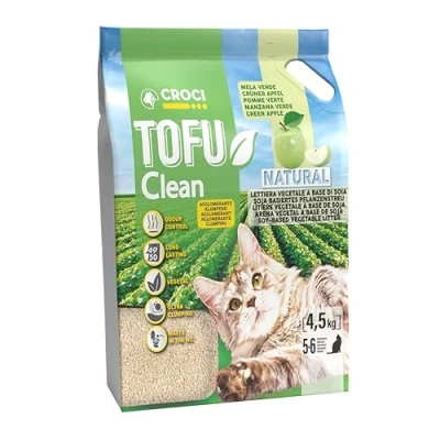 Image of Croci Tofu Clean 10L Green Apple Cat Litter Clumping Scented with Apple, Biodegradable to Throw Into the Toilet, 100% Vegetable, Long Lasting Odour Sand