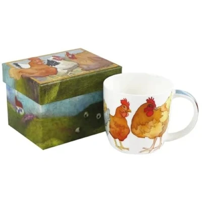 Image of Emma Ball Felted Chickens Bone China Mug with Gift Box