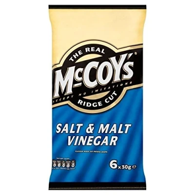 Image of McCoy&#039;s Ridge Cut Crisps Salt &amp; Malt Vinegar (6x30g) Pack of 2 by McCoys
