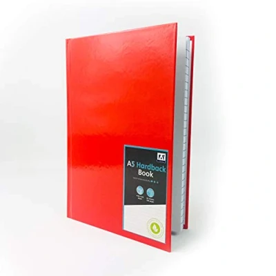 Image of A5 Hardback Lined Notebook Ruled Notepad Notes Diary Journal Premium Book (Red)