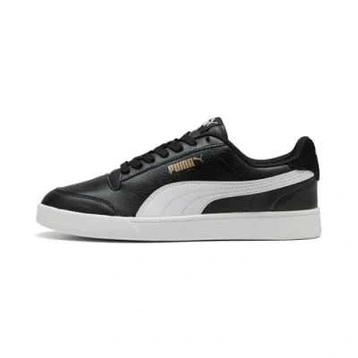 Image of Puma Shuffle Unisex Trainers, Size: 5, Black/white/gold High quality imitation leather