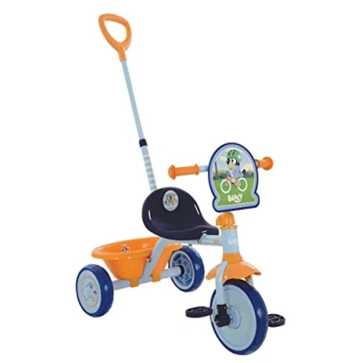 Image of Bluey First Ride On Trike Licensed Kids&#039; Toy with Adjustable Handle, Easy Switch Pedal Clutch, Puncture Proof Tyres, Steel Frame, Front Mudguard, Rear Storage Suitable age 2 years +