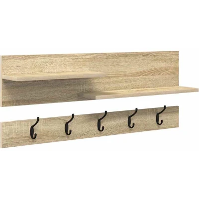 Image of Wall mounted Coat Rack with Shelf Storage Sonoma oak Engineered wood Vidaxl
