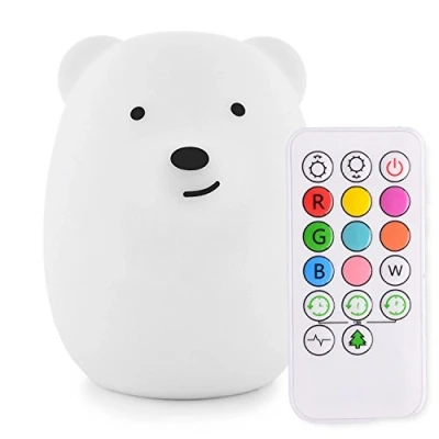 Image of Tekemai Night Light for Kids, Bedside Lamp Children/Adults, Multicolor with Remote Control, Break Resistant, Eye Caring, Big Size, Adjustable Brightness &amp; Color, Timing function Large Bear