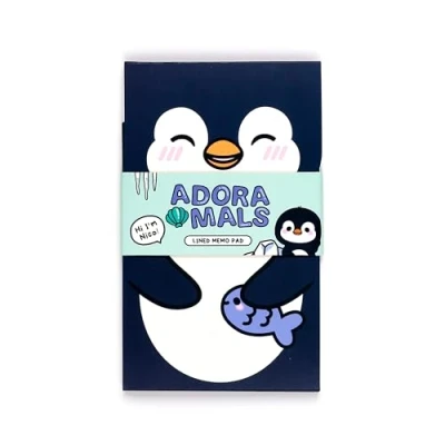 Image of Puckator Adoramals Penguin Flip Open Shaped Memo Pad Small Notebooks Pocket Size Mini Tiny Notepads Block Lis Jotter Book Kids Notebook Back To School Supplies Planner Planners