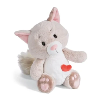 Image of NICI 49407 Love cat Fluffy 25cm Dangling Gray Sustainable Made Plush, Cute Soft Toy to Cuddle and Play with, for Children &amp; Adults, Gift idea