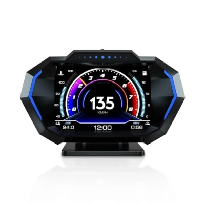 Image of AMROOLOO Cars Heads Up Display, OBD2+GPS+Slope Meter Mode, Multi language Changeable MPH and KM/H Units of Speedometer for All