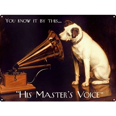 Image of Inga His Master&#039;S Voice Metal Wall Art Tin Sign 8x12 inches