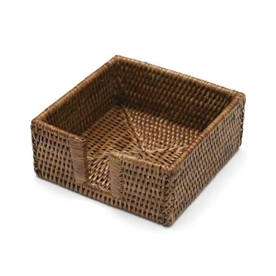 Image of Caspari Rattan Cocktail Napkin Holder Brown,HC01