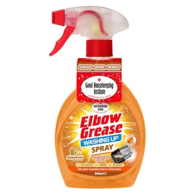 Image of Elbow Grease Washing Up Spray Power Degreaser Cuts Through &amp; Grime Hand Wash Dish Soap Cleans Glasses, Pans Plates (Gingerbread, 500 ml)