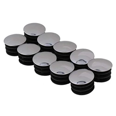 Image of BQLZR Silver and Black Round Plastic Blanking End Caps Tube Pipe Inserts Plug Bung for Steel Leg 25mm Pack of 10