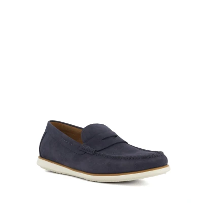 Image of Dune London Mens Berkly Penny Trim Loafers Navy Leather (archived) Size UK 10