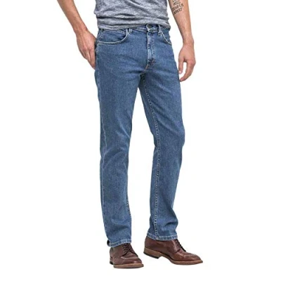 Image of Lee Men&#039;s Brooklyn Straight Jeans, Blue Mid Stonewash, 30W / 32L