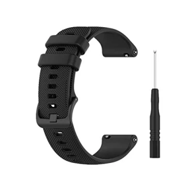 Image of Huabao Watch Strap Compatible with Garmin Forerunner 745,Adjustable Silicone Sports Replacement Band for 745 Smart (Black)
