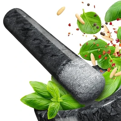 Image of madeco Marble Polished Pestle, 16 cm for Mortar, Natural Aroma Crushing of Spices, Herbs, Nuts