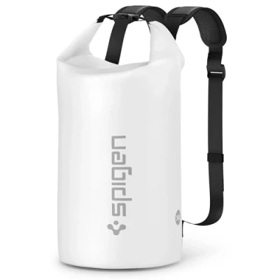 Image of Spigen Aqua Shield Waterproof Dry Bag Rucksack 30L, [Mesh Lined Padded Straps] [Roll Top Closure] Backpack for Swimming, Paddle Boarding, Fishing, Kayaking, Camping, and Boating Snow White