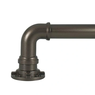 Image of Decopolitan Industrial Wrap Around Telescoping Curtain Rod Set, 72 144&quot;, Bronze