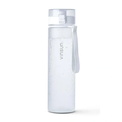 Image of VINSUN Water Bottle 1L White BPA free, Leak proof, Carbonic acid suitable, Tritan, One Hand Operation Drinking for Sports, Gym, Travel, University, Cycling