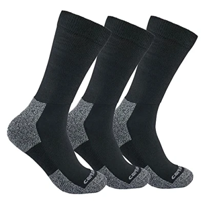 Image of Carhartt Men&#039;s Midweight Stretch Top Sock 3 Pack, Black, Large (Pack of 3)