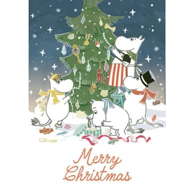 Image of Moomin Christmas Decorating Tree MOOMX06 Blank Card