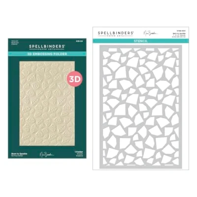 Image of Born to Sparkle 3D Embossing Folder and Stencil Bundle from The Bougie Birthday Collection by Nina Boettcher