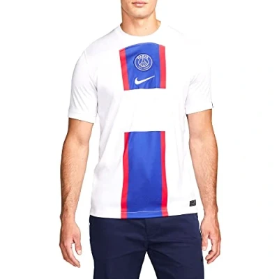 Image of Nike PSG Dri Fit Stadium 3R T Shirt White/Old Royal/White XL