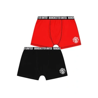 Image of Manchester United Mens 2 Pack Football Club Boxer Shorts Cotton Boxers Multipack Trunks Underwear (XX Large) Red