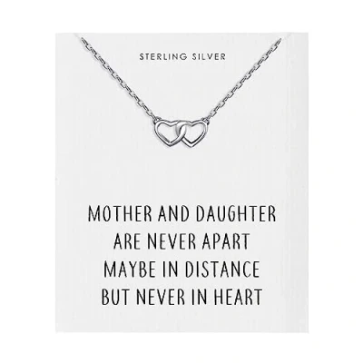 Image of Philip Jones Sterling Silver Mother and Daughter Quote Heart Link Necklace