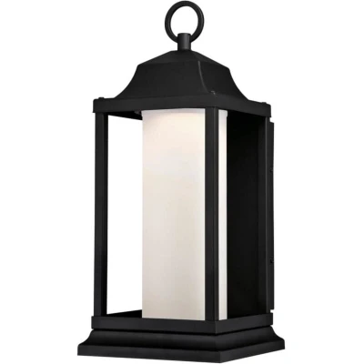 Image of 63472 Brook One Light Dimmable LED Outdoor Wall Fixture, Textured Black Finish with Frosted Glass