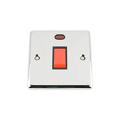 Image of 45 Amp Cooker Oven Switch w/Neon Polished Chrome Classic Black Insert