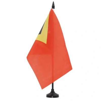 Image of AZ Flag East Timor Table 5&#039;&#039; x 8&#039;&#039; Timorese Office 100% Polyester 21 14 cm Mini Desk with 10&#039;&#039; Pole and Black Plastic Base