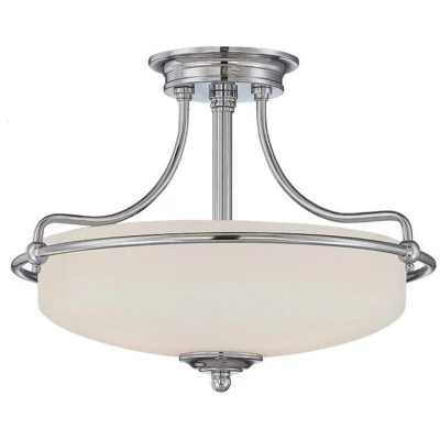 Image of Griffin 3 Light Semi Flush Ceiling Polished Chrome, E27